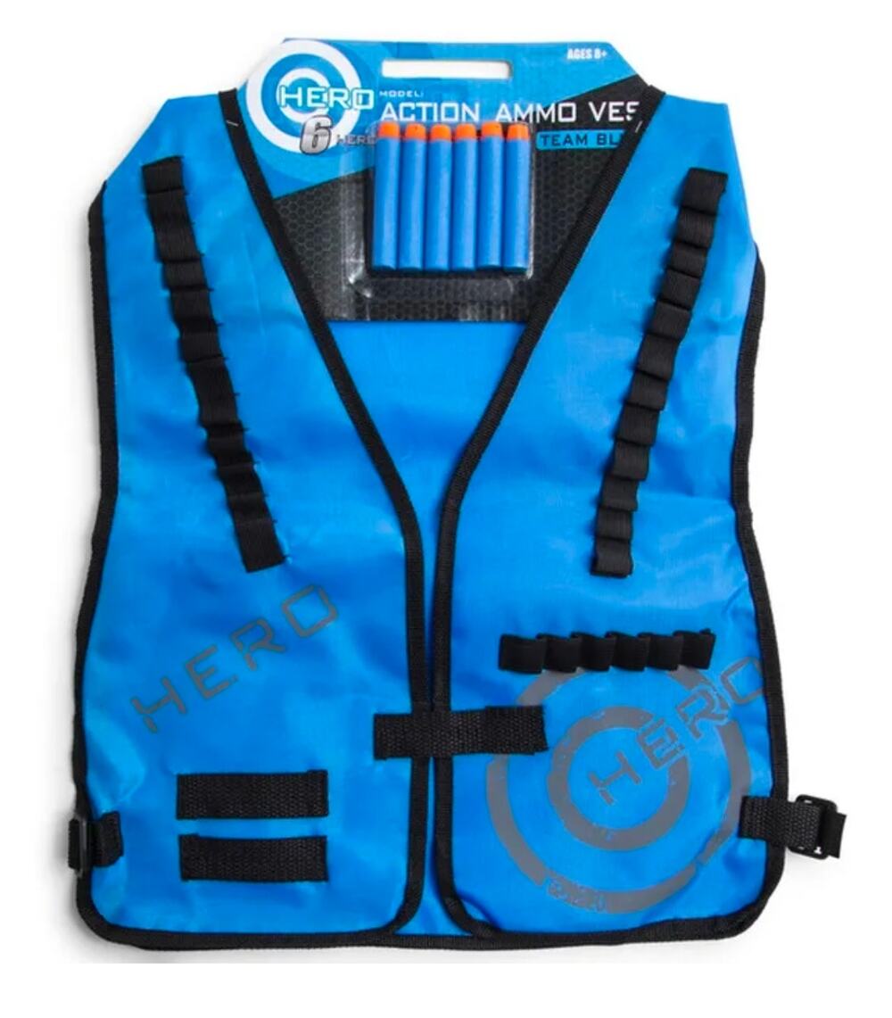 Blue Tactical NERF Hero Style Vest for Toy Blaster Accessories